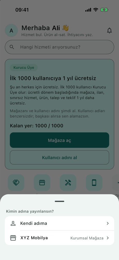 Kimin adına yayınlansın? seçimi: Kendi adıma veya mağaza